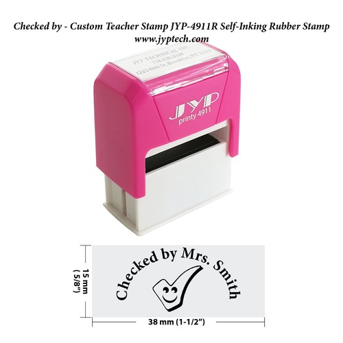 Your Logo w. Custom Teacher Stamp JYP-4911R Self-Inking Rubber Stamp - Picture 3 of 11