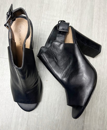 Tahari Margaret Women Peep-Toe Leather Slingback Heel Sz 7.5M - Picture 2 of 5