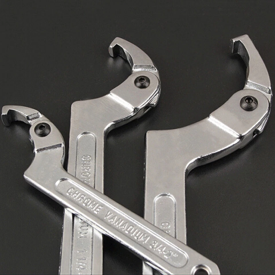 Adjustable Hook Wrench C Spanner Car Bike Motorcycle Repair Hand Tool 19-76mm UK - Image 3 of 4