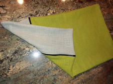 Crate Barrel Cotton Green Tan Zipper Around Lumbar Pillow 21x12"