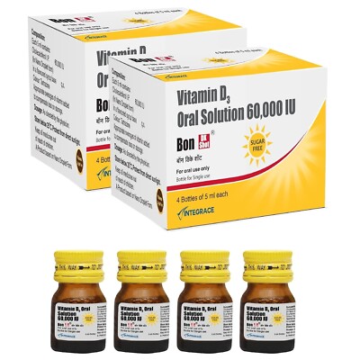 BON Dk Shot Sugarfree Vitamin D3 Oral Solution (8 Shots Of 5ml Each) |Sugar Free