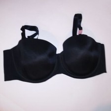 Cacique Bra 44DD Smooth Lightly Lined Multiway Strapless Black Solid Underwire