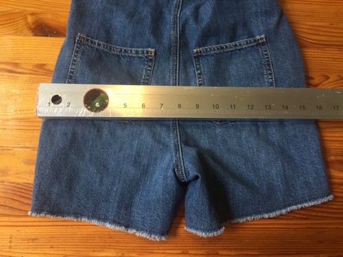 GAP Size Large Denim SHORTALLS Blue Jean Denim Overall Shorts Girls 27”waist 4” - Picture 9 of 16