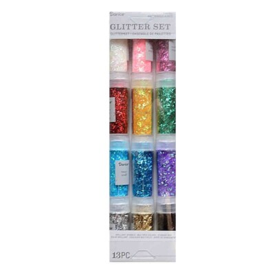 DARICE 12-TEILIGES LAMETTA GLITZER SET MIT AUFBEWAHRUNGSBOX verschiedene Farben