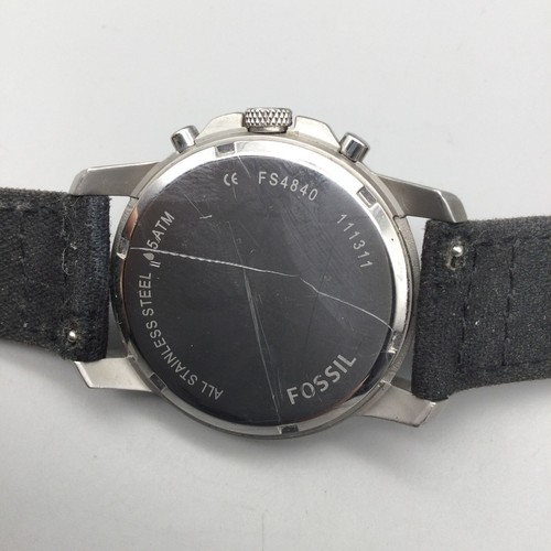 Fossil Grant Chronograph Watch Men Silver Tone 38mm FS4840 Black New Battery - Picture 9 of 14