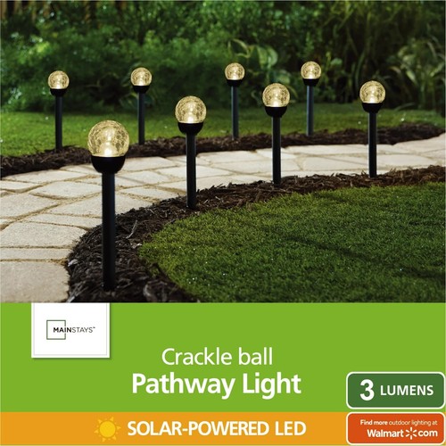 Mainstays Solar Powered LED Crackle Ball Pathway Light, 6 pack - Picture 3 of 9