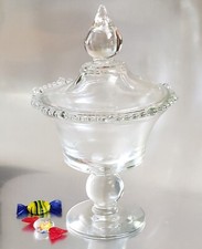 Vintage Paden City Clear Glass Pedestal Compote Candy Dish Made in the USA