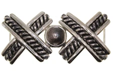 Douglas Paquette Interlocking X O Silver Tone Belt Buckle