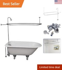 Rubinetto Doccia per Vasca Artiglio e Set Combo Rettangolare - 3 3/8 Pollici Centro-Divert...