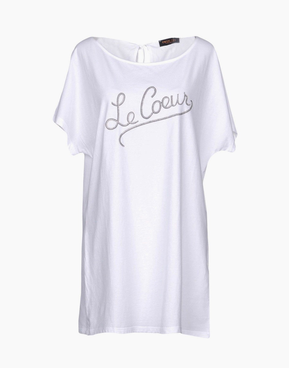 Le Coeur De Twin-Set Simona Barbieri Cotton Oversized T-Shirt White S NWT  $124