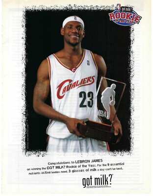 2004 Got Milk? Lebron James Rookie of the Year Vintage Magazine Print Ad/Poster
