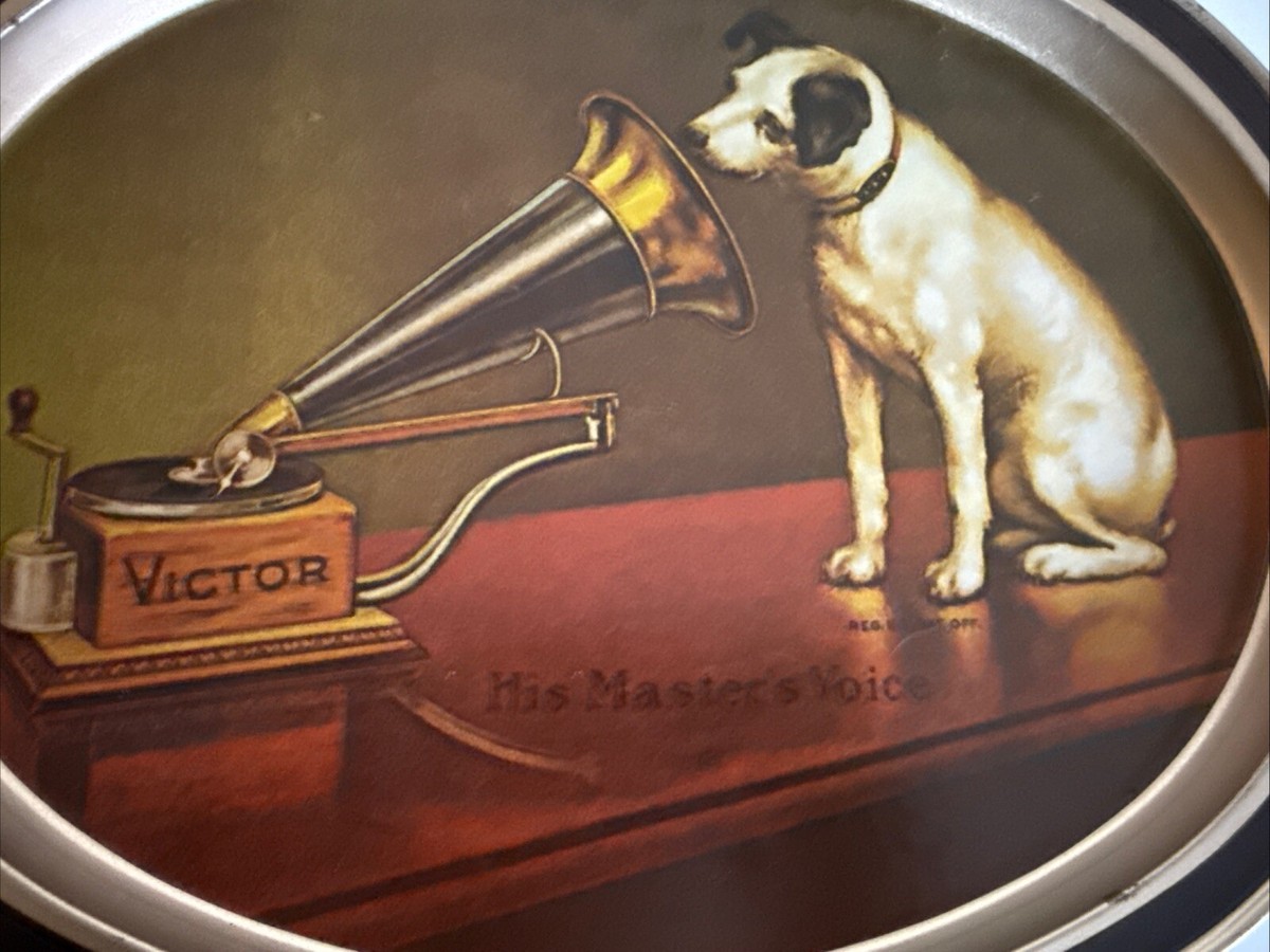 Vintage Metal Tray RCA Victor Nipper the Dog His Master's Voice