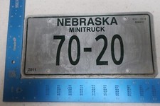 Nebraska License Plate Tag 2011 11 NE MiniTruck Dakota County 70-20 70 20