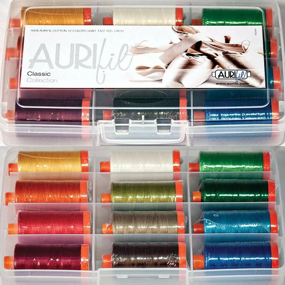 AURIFIL Classic Collection - 12 Large Spools 50wt 100% Mako Cotton Thread Set - Image 3 of 3