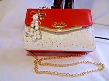 Star Sequins Crossbody Bag Fashion Chain Sholder Red NWOT