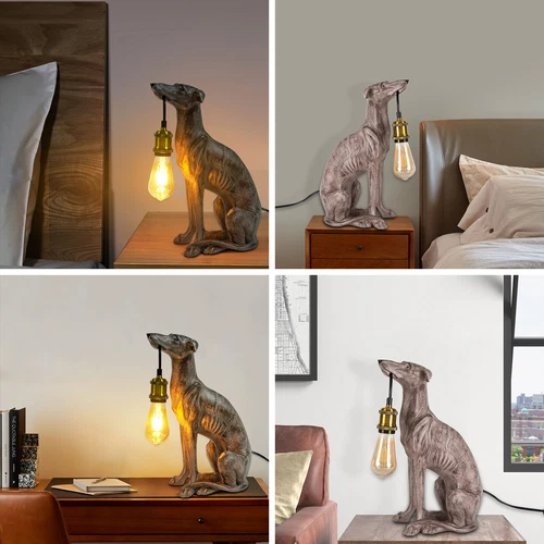 Rustic Dog Decoy Table Lamp Light Dog Desk Lamp Bedroom Offices Lighting Decor - Picture 3 of 6