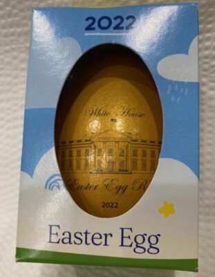 2022 XLarge Official Joe Biden White House Easter Egg Roll Wooden GOLD Egg RARE!