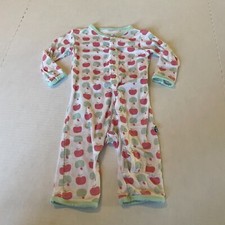 Kickee Pants 0-3 Month Bamboo Sleeper -Green and Red Apples, Opening in Back