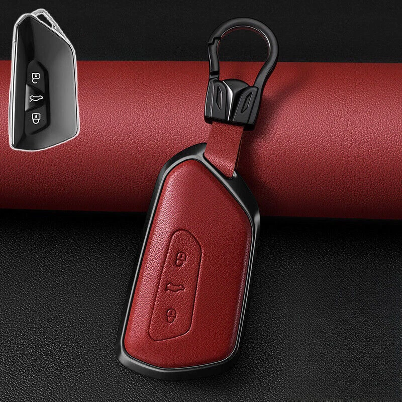 Funda de cuero para llave de coche para VW Golf 8 MK 8 Teramon ID.3 ID.4 Skoda Octavia  Foto 4 de 4