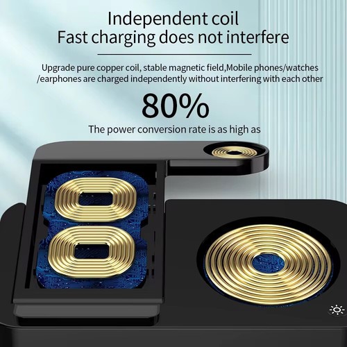 4-in-1 Fast Wireless Charger Station Dock For Apple Watch iPhone 16 15 Pro Max - Picture 4 of 5