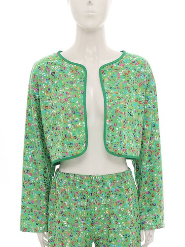 Unisex Adult Shiny Leopard Print Long Sleeve Cardigan Open Front Party Dance - Picture 50 of 93