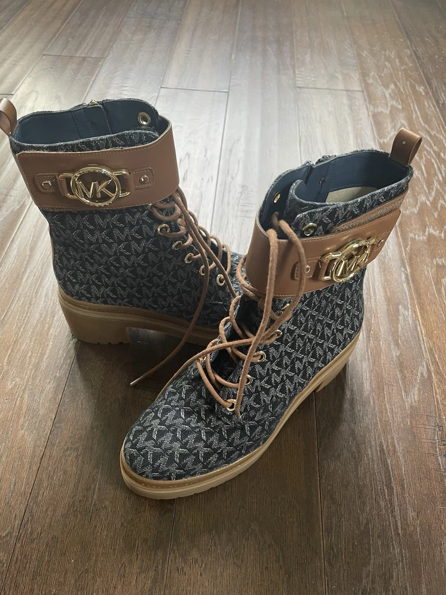 MICHAEL KORS MK Monogram Combat Boots 厚底 New Michale Kors combat