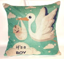 Its a Boy Pillow Case 17 x 17 Cotton Linen Design Décor USA SHIPPER