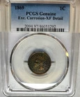 1869 Indian Head Penny Cent 1C PCGS XF Details - Better Date - Full Liberty