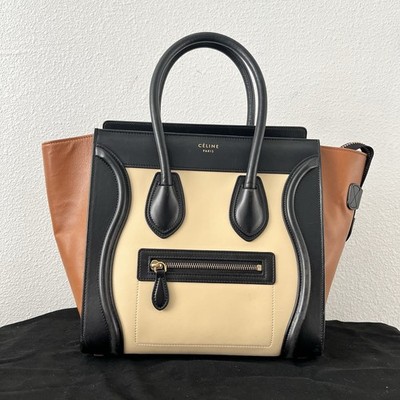 Celine Luggage Tote Tricolor Leather Micro Top Handle Handbag