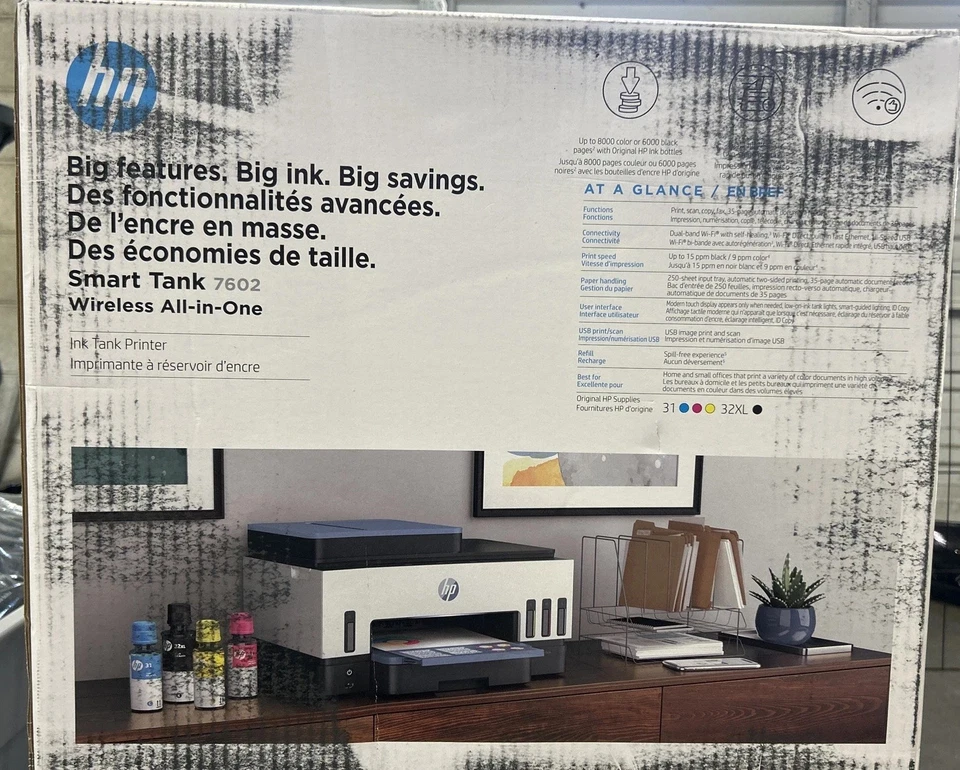 HP Smart Tank 7602 All-in-One Color InkJet Printer Mobile Print Copy Scan NEW - Image 2 of 4
