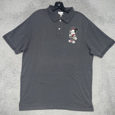 Disney x WonderGround Gallery Shirt Men's Size L Gray Polo Mickey Lofi Hipster
