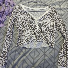 Women s White/Black Leopard Animal Print Crop...