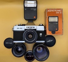 M42 Carena SRH 760 SLR Set with 3 Lenses + Agfatronic Flash