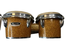 Vintage 1950s 60s BARTH Gold Sparkle Bongos Drums 7” 8” Japan Tunable USED WEAR