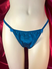 Aqua Blue Satin String Bikini Panties size 8