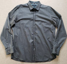 Ted Baker London Dress Shirt Sz L Gray Micro Stripe Long Sleeve Business Formal