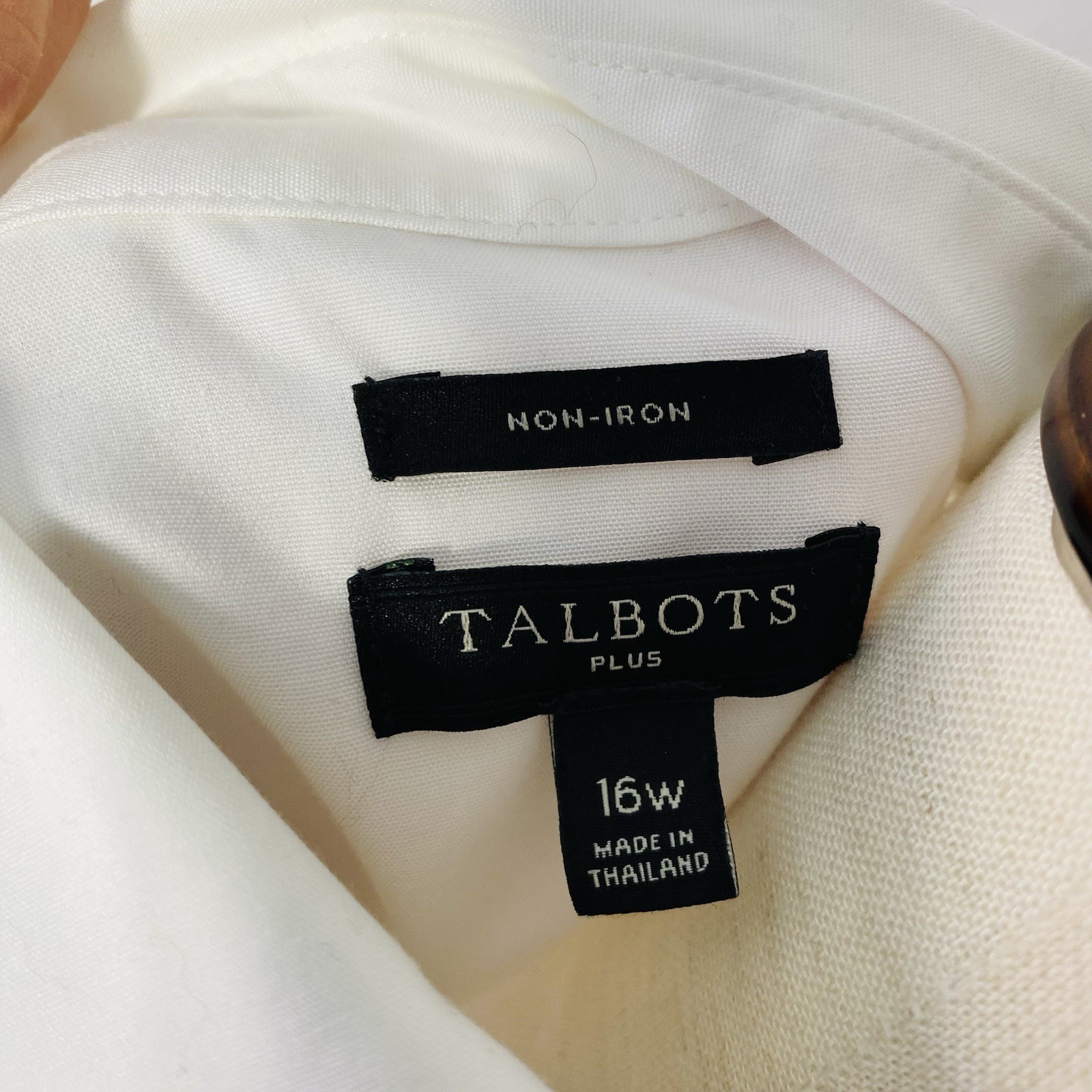 TALBOTS Size 16W Basic White Button Up Shirt Non … - image 4