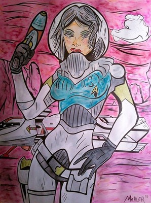 Star trek artwork ''Away Team Trouble'' 18x24 watercolor on hard paper Alex Mohler