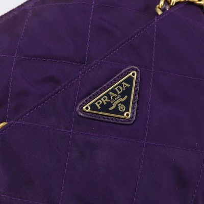 Prada Re-Edition 1995 Chain Tote Quilted Re-Nylon Purple Shoulder