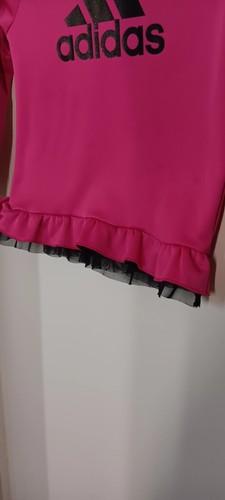 Adidas Pink Snap Closure L/S Ruffle Hem Pullover Knit Top Girls 6X - Picture 3 of 5