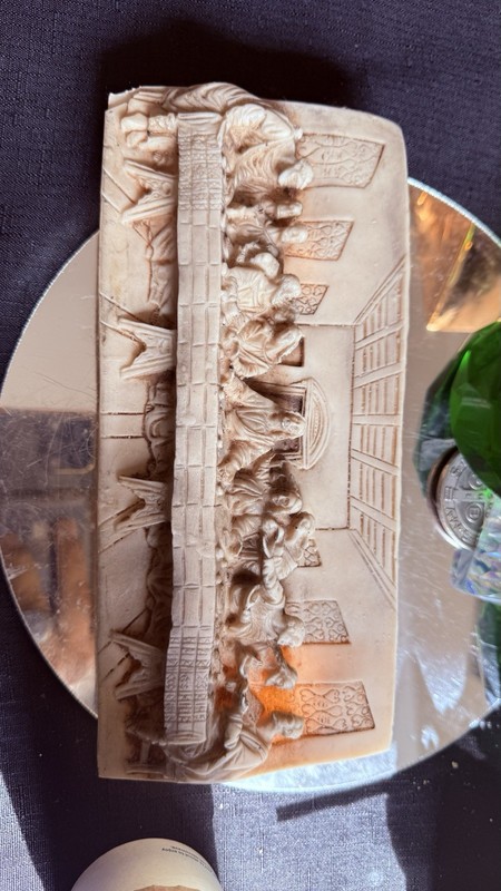 Vintage Handmade Last Supper Christian Relief Plaque Decorative Collectible