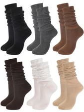6 Pairs Women Slouch Socks Long Thigh High Knit Stacked Knee Boot Socks