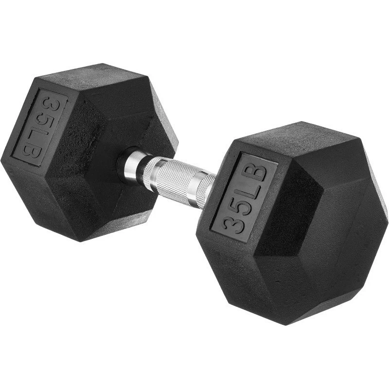 Rubber Hex Dumbbell Hand Weight Strength Training Exercise 35 Pounds