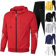 Men's Tracksuits Zip Hoodie Set Sportswear Top  Bottoms Gym Contrast Jogging