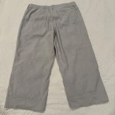 J Jill Linen Elastic Waist Linen Crop Pockets Pull On Pants Capris Gray Size S