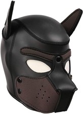 Large Brown Neoprene Full Face Removable Dog Hood Mask Halloween Costume for