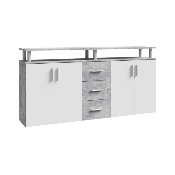 Sideboard - Weiß-Beton-Optik - 179 Cm Sideboard Kommode TV Sideboard-image