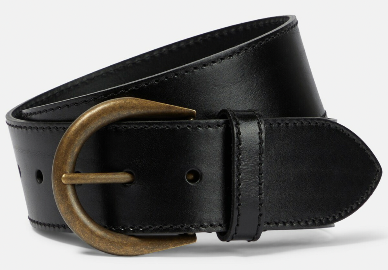 NWT Saint Laurent YSL Croissant De Lune Black Leather Jeans Belt 80 US 32 $850