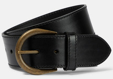 NWT Saint Laurent YSL Croissant De Lune Black Leather Jeans Belt 80 US 32 850