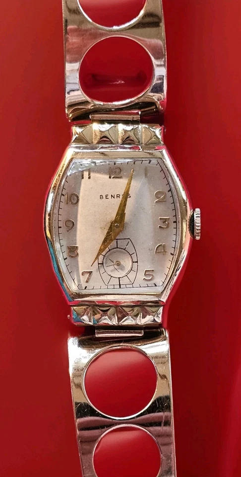 Reloj Benrus Años 30 Art Deco 10kt Dos Tonos Unisex Reloj de Vestir Elegante Esculpido... Foto 4 de 4